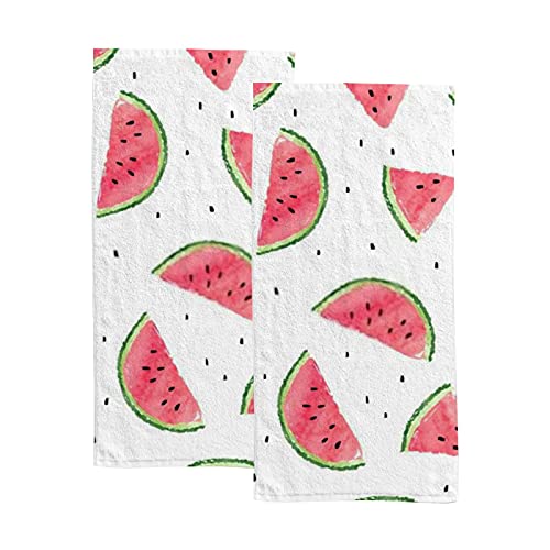 Hand Towels Face Terry Towel Washcloth Couple Bathroom Set of 2 Towels Set Watermelons Kitchen Decor Soft Quick Dry Super Absorbent 30 X 15 inch