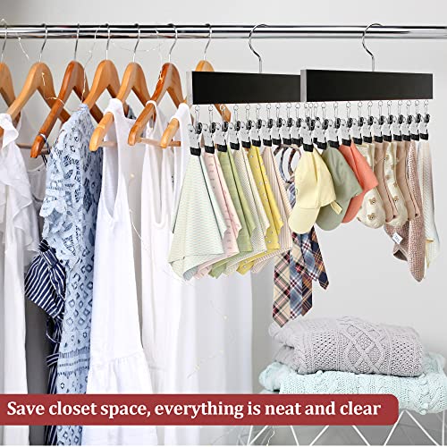 2PC Upgrade 12 Clips Pants Hangers Space Saving, Multifunctional Non Slip Leggings Pants Rack for Closet Organizers Storage with Roatable Hooks, for Jeans,Leggings,Trousers,Skirts