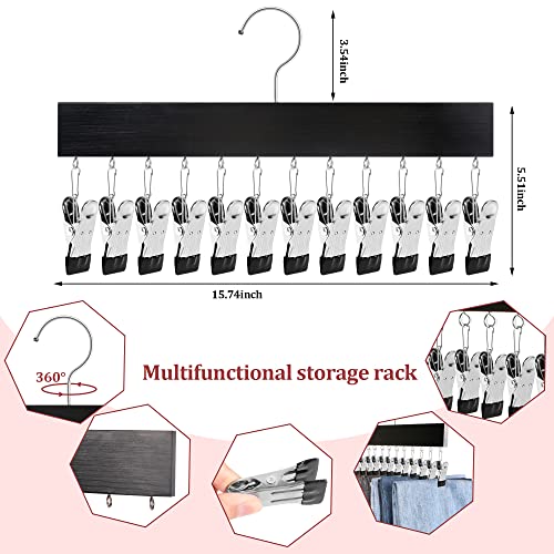 2PC Upgrade 12 Clips Pants Hangers Space Saving, Multifunctional Non Slip Leggings Pants Rack for Closet Organizers Storage with Roatable Hooks, for Jeans,Leggings,Trousers,Skirts