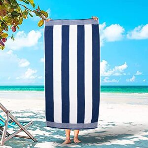 Terry Cabana 100% Cotton Bath Towels, Quick Dry Set of 6 Pack, (30" x 60")- Cabana Stripe - Microfiber Large Towel for Pool, Bath, Sport, Yoga, Camping, Swimming, Highly Absorbent, Light Weight & Soft