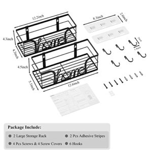 Auslar Shower Caddy, 2 Pack Large Capacity Shower Shelf, SUS 304 Stainless Steel Rustproof No Drilling shower organizer with 6 Removable Hooks, for Bathroom, Kitchen, Matte Black