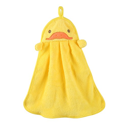 BESTOMZ Baby Hand Towel Lovely Cartoon Animal Washcloth Hanging Wipe Bathing Towel (Yellow Duck)