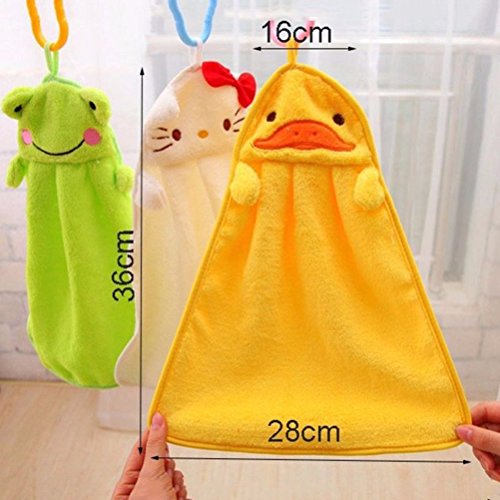 BESTOMZ Baby Hand Towel Lovely Cartoon Animal Washcloth Hanging Wipe Bathing Towel (Yellow Duck)