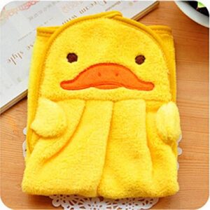 BESTOMZ Baby Hand Towel Lovely Cartoon Animal Washcloth Hanging Wipe Bathing Towel (Yellow Duck)