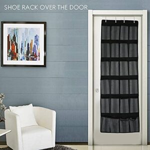 OUHUAN Over The Door, Clear Shoe, Fabric Closet Bag, 24 Mesh Pockets Door Shoe Holder