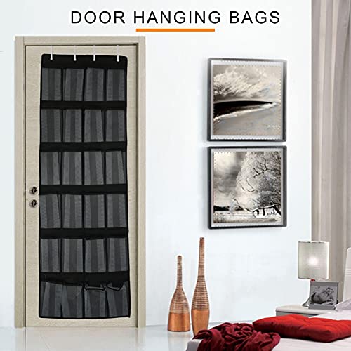 OUHUAN Over The Door, Clear Shoe, Fabric Closet Bag, 24 Mesh Pockets Door Shoe Holder