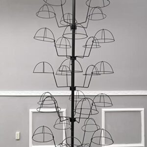 FixtureDisplays 6-Tier Hat Display Rack Free Standing Headwear Wig Rack Metal Floor Rack for Caps, Fits 30 Hats, 22" X 22" X 66" 18164-BLACK