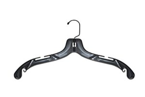nahanco 2507bh plastic shirt/dress hanger with black swivel hook, medium weight, 17", black (pack of 100)