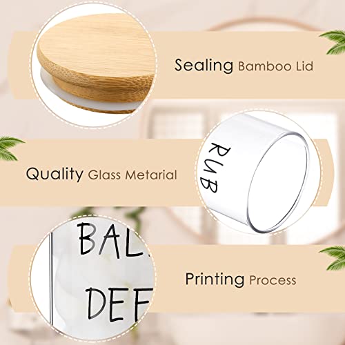 Tessco 6 Pcs Cotton Ball Holder Apothecary Jars with Lids Glass 3 Pcs Bamboo Tray Oval Plate Bathroom Decor Clear Cotton Ball Holder Bathroom Organizer Countertop Bathroom Storage Containers