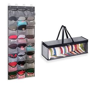 KEETDY 24 Large Pockets Over The Door Hat Rack and Hat Storage for Baseball Caps Organizer Hat Bag