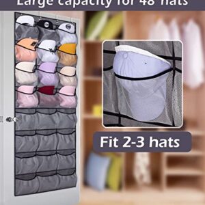 KEETDY 24 Large Pockets Over The Door Hat Rack and Hat Storage for Baseball Caps Organizer Hat Bag