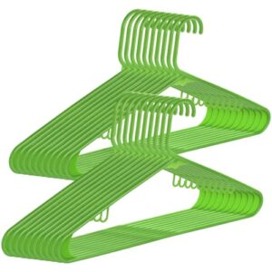 plastic hangers 20 pack, durable tubular hanger and clothes hangers, non-slip slim space saving, adult standard hangers ideal for jackets, suits, dress, trousers, coats（green）