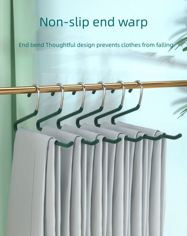 Goose Shaped Non-Slip Trouser Rack 13.8 * 4.3 inch (10 Pieces) Hanger, Thickened Stainless Steel Z-Shaped Hanger Suitable for Scarves/Ties/Accessories/Pants (Green)