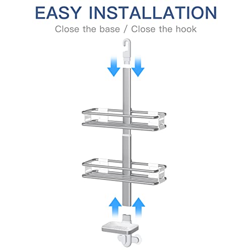 Kitstorack Shower Caddy Over Shower Head,3 Tier Aluminum Bathroom Hanging Shower caddy,Bathroom Accessories Storage Rustproof Shower Shelves with Soap Holder Razor Holder for Bathroom Organizer