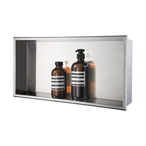 blylund shower niche stainless steel 12" x 24" no tile needed,brushed finish wall-inserted niche recessed, recessed shower shelf modern and elegant soap niche for bathroom