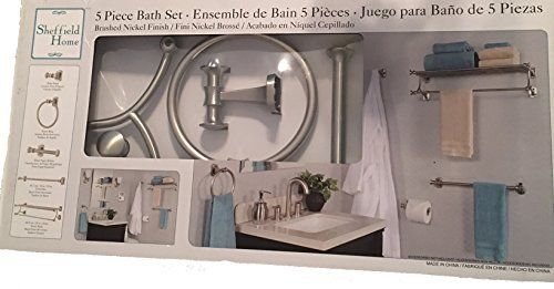 Sheffield Home 5 Piece Bath Set, Brushed Nickel Finish