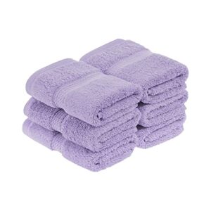 superior solid egyptian cotton face towel set, 13" x 13", purple, 6-pieces