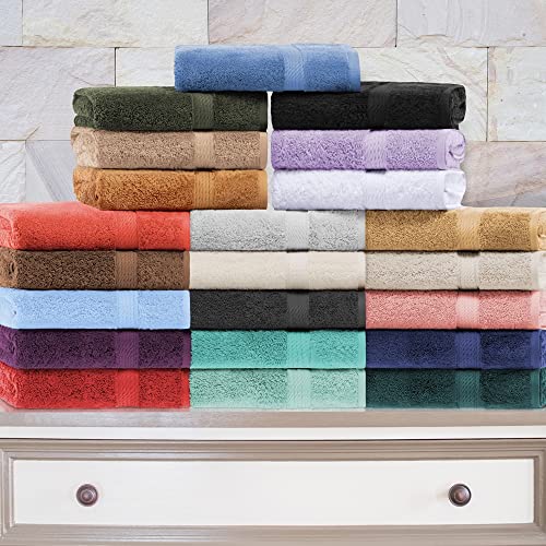 SUPERIOR Solid Egyptian Cotton Face Towel Set, 13" x 13", Purple, 6-Pieces