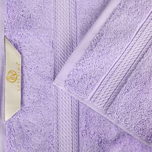 SUPERIOR Solid Egyptian Cotton Face Towel Set, 13" x 13", Purple, 6-Pieces