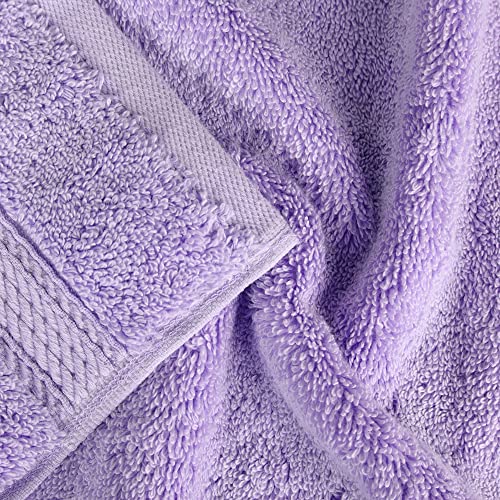 SUPERIOR Solid Egyptian Cotton Face Towel Set, 13" x 13", Purple, 6-Pieces