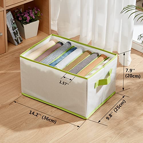 Wardrobe Clothes Organizer for Folded Clothes Jeans with 9 Small Grids (1.57'' W), 2 Pack Garderobe Clothing Organizer with Support Panels, Stackable Closet Storage Organizer Foldable with Handles