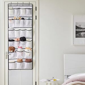 YOUDENOVA Over the Door Hanging Shoe Organizer - 22 Extra Large Fabric Pockets Shoe Storage Racks Holders Behind Closet Door with 4 Metal Hooks for Sneakers, High Heels, Slippers