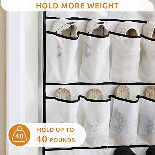 YOUDENOVA Over the Door Hanging Shoe Organizer - 22 Extra Large Fabric Pockets Shoe Storage Racks Holders Behind Closet Door with 4 Metal Hooks for Sneakers, High Heels, Slippers