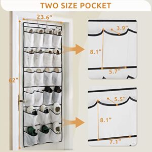 YOUDENOVA Over the Door Hanging Shoe Organizer - 22 Extra Large Fabric Pockets Shoe Storage Racks Holders Behind Closet Door with 4 Metal Hooks for Sneakers, High Heels, Slippers