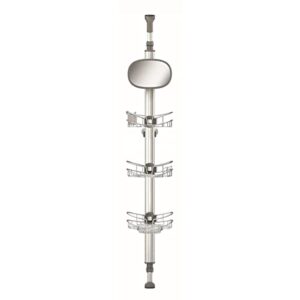 artika neptune sc-nep3-c extendable shower caddy with 1 mirror and adjustable racks and shelves, stainless steel
