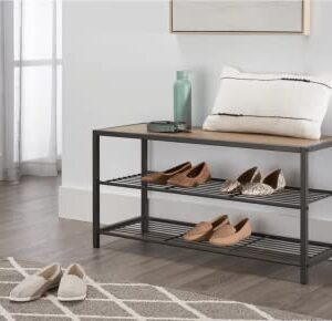 Trinity Shoe Bench with Wire Shelves