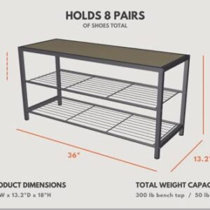 Trinity Shoe Bench with Wire Shelves