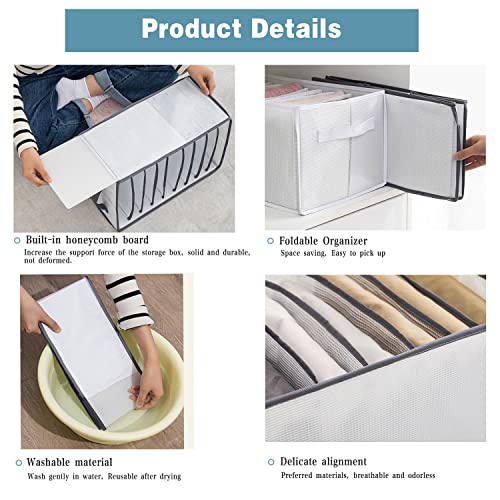 WENSEFTY Wardrobe Clothes Organizer, PP Board Mesh Closet Drawer Organizers for Clothing, Clothes Organizer and storage for folded Jeans Pants T-shirt Legging Dress