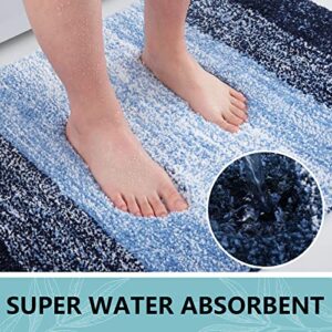 Arotive Microfiber Bathroom Rugs, Shaggy Soft and Absorbent Bath Rug, Non-Slip, Thick Plush Bathroom Mat, Machine Washable Dry Bath Mats for Bathroom, Tub and Shower, 24" x 16", Blue