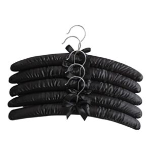 wodmb practical 15 inch large satin padded hangers,silk hangers for wedding dress clothes(black,5 pack)