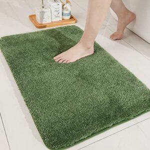 cosy homeer bath rugs for bathroom extra thick- anti-slip bath mats soft plush yarn shaggy 100% strong mirco polyeste mat living room bedroom mat floor water absorbent(green,20x32 - inches)