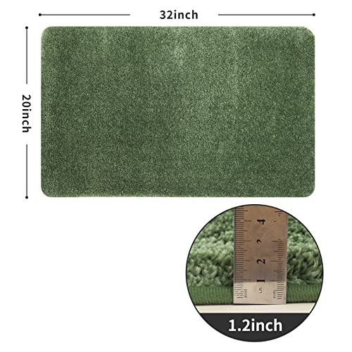 COSY HOMEER Bath Rugs for Bathroom Extra Thick- Anti-Slip Bath Mats Soft Plush Yarn Shaggy 100% Strong Mirco Polyeste Mat Living Room Bedroom Mat Floor Water Absorbent(Green,20x32 - Inches)