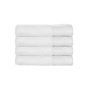 nate home by nate berkus 100% cotton terry 4-piece washcloth set | 608 gsm, ultra soft, thick, and absorbent for bathroom from mdesign - set of 4, snow (white)