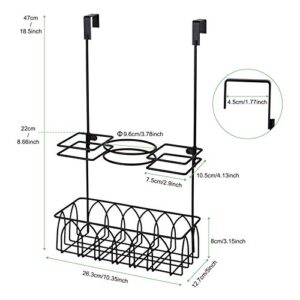 Alsonerbay Hair Dryer Holder Wall-Mounted/Door-Hanging Hair Tool Storage Caddy Bathroom Metal Basket for Hair Care & Styling Tool Multifunctional Hair Tool Organizer 3 Sections - Black