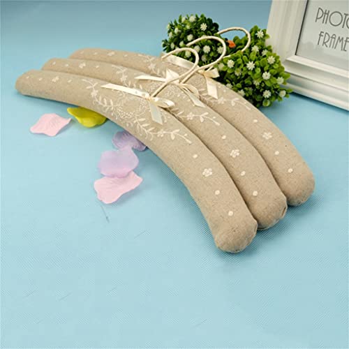 WODMB 5pcs Embroidery Satin Padded Wedding Hanger Bridal Wood Adult Coat Top Hangers for Women Clothes Rack (Color : Gray)