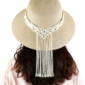 Mkono Hat Rack Hat Hangers for Wall Boho Caps Storage Display Organizer and Straw Sun Hat Womens Beach Hat with Decorative Tassels