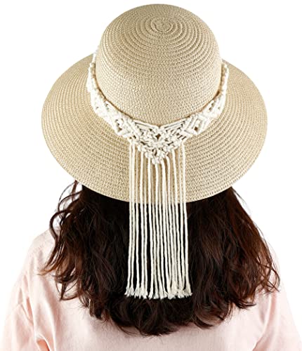 Mkono Hat Rack Hat Hangers for Wall Boho Caps Storage Display Organizer and Straw Sun Hat Womens Beach Hat with Decorative Tassels