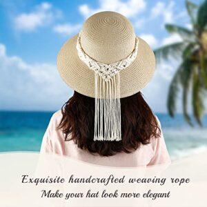 Mkono Hat Rack Hat Hangers for Wall Boho Caps Storage Display Organizer and Straw Sun Hat Womens Beach Hat with Decorative Tassels