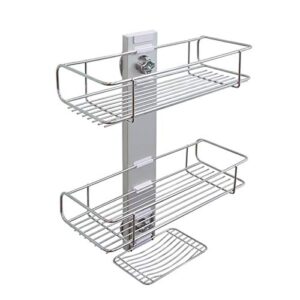 Bath Beyond BATHBEYOND Shower Caddy Suction Cup Tier Shower Shelf - Adjustable Shower Caddy 400 Stainless Steel No-Drilling and Extra Adhesive Sticker for More Stronger Suction (3Tier)