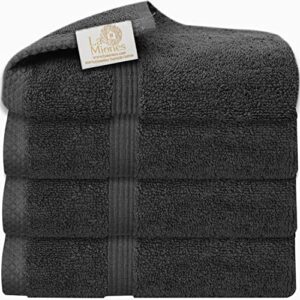 la miones | 100% turkish cotton, face washcloths for bathrooms | quick dry wash rags for kitchen, best for makeup | small wash cloths for your face and body | dark gray