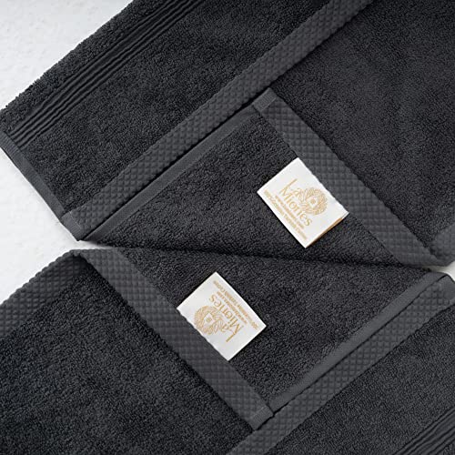 La Miones | 100% Turkish Cotton, Face Washcloths for Bathrooms | Quick Dry Wash Rags for Kitchen, Best for Makeup | Small Wash Cloths for Your Face and Body | Dark Gray