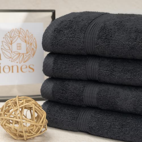 La Miones | 100% Turkish Cotton, Face Washcloths for Bathrooms | Quick Dry Wash Rags for Kitchen, Best for Makeup | Small Wash Cloths for Your Face and Body | Dark Gray