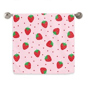 dujiea red strawberry kitchen dish towels decorative hand towels absorbent microfiber towel multipurpose for bathroom hotel gym spa 15 x 27 inches