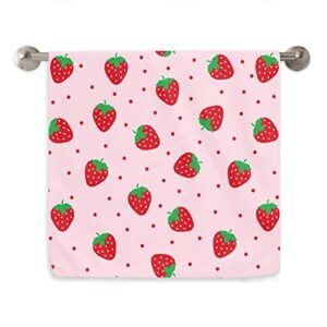 Dujiea Red Strawberry Kitchen Dish Towels Decorative Hand Towels Absorbent Microfiber Towel Multipurpose for Bathroom Hotel Gym Spa 15 X 27 Inches