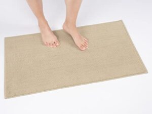 cotton paradise bath rug for bathroom, 17x24 inch 100% cotton non slip bath mat rug, soft absorbent machine washable, beige bath rug