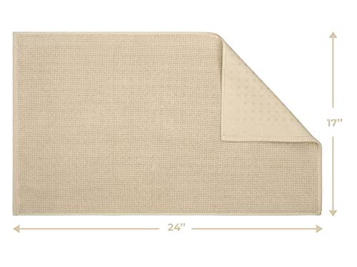 Cotton Paradise Bath Rug for Bathroom, 17x24 inch 100% Cotton Non Slip Bath Mat Rug, Soft Absorbent Machine Washable, Beige Bath Rug